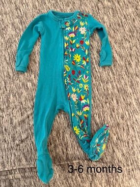 L'ovedbaby Turquoise Footed One-Piece with Floral Panel